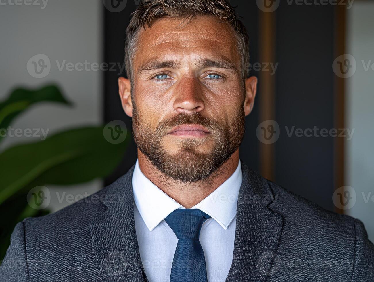 a man in a suit and tie looking straight at the camera photo