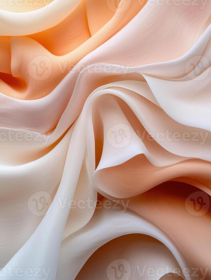 Abstract Draped Fabric in Peach and Cream Colors photo
