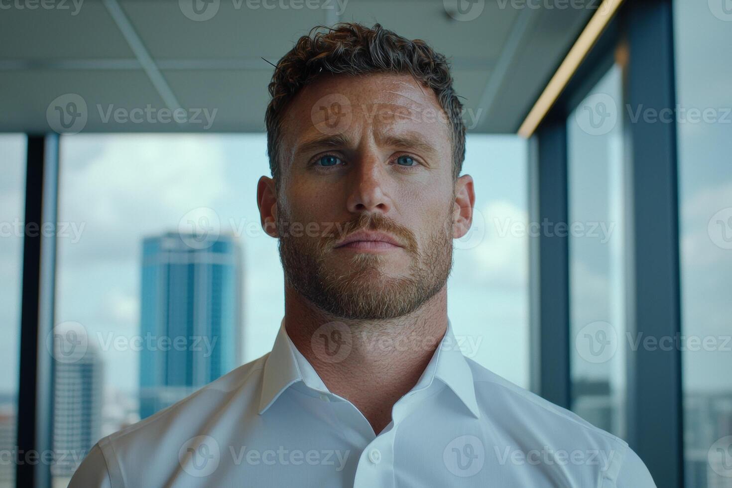 Portrait of a businessman in a modern office wearing a white shirt photo