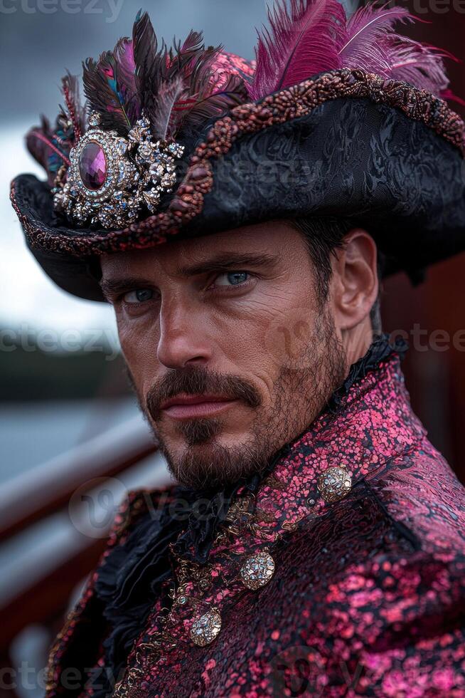 Portrait of a man in a pirate costume photo