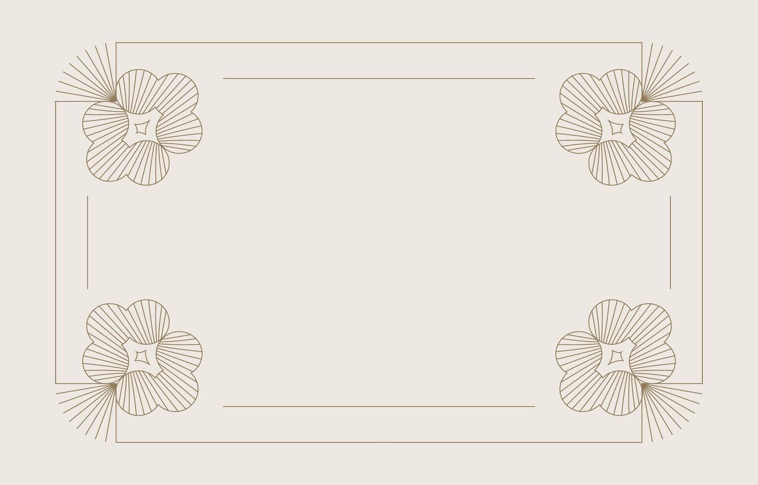Vintage deco frame banner with flower. Abstract decoration template vector