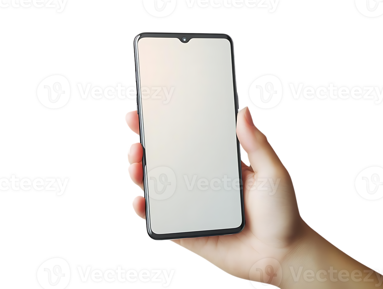 Hand Holds Smartphone with Transparent Background, Mockup Design png