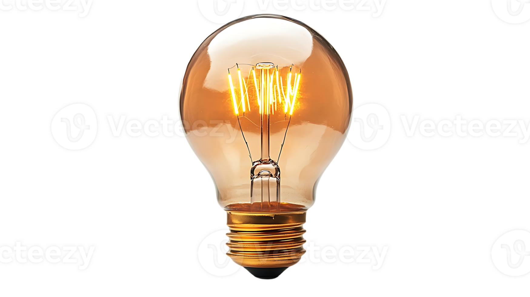 Create a Glowing Filament Bulb with Transparent Background png