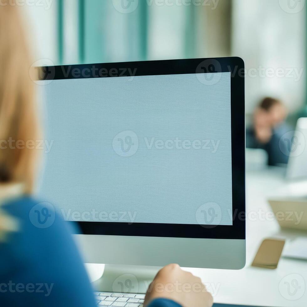 Employee with incentive concept. Person working on a computer with a static screen in a modern office. photo