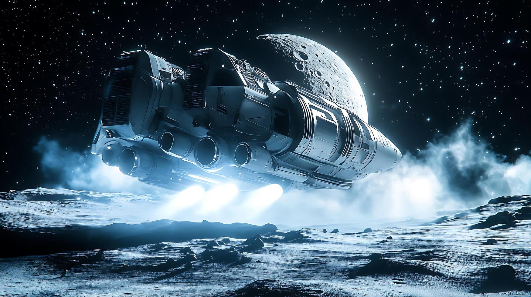 Spaceship landing on the moon photo