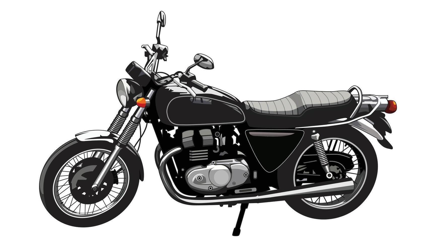 Vintage motorcycle, classic motorbike, isolated on white background, illustration style. vector