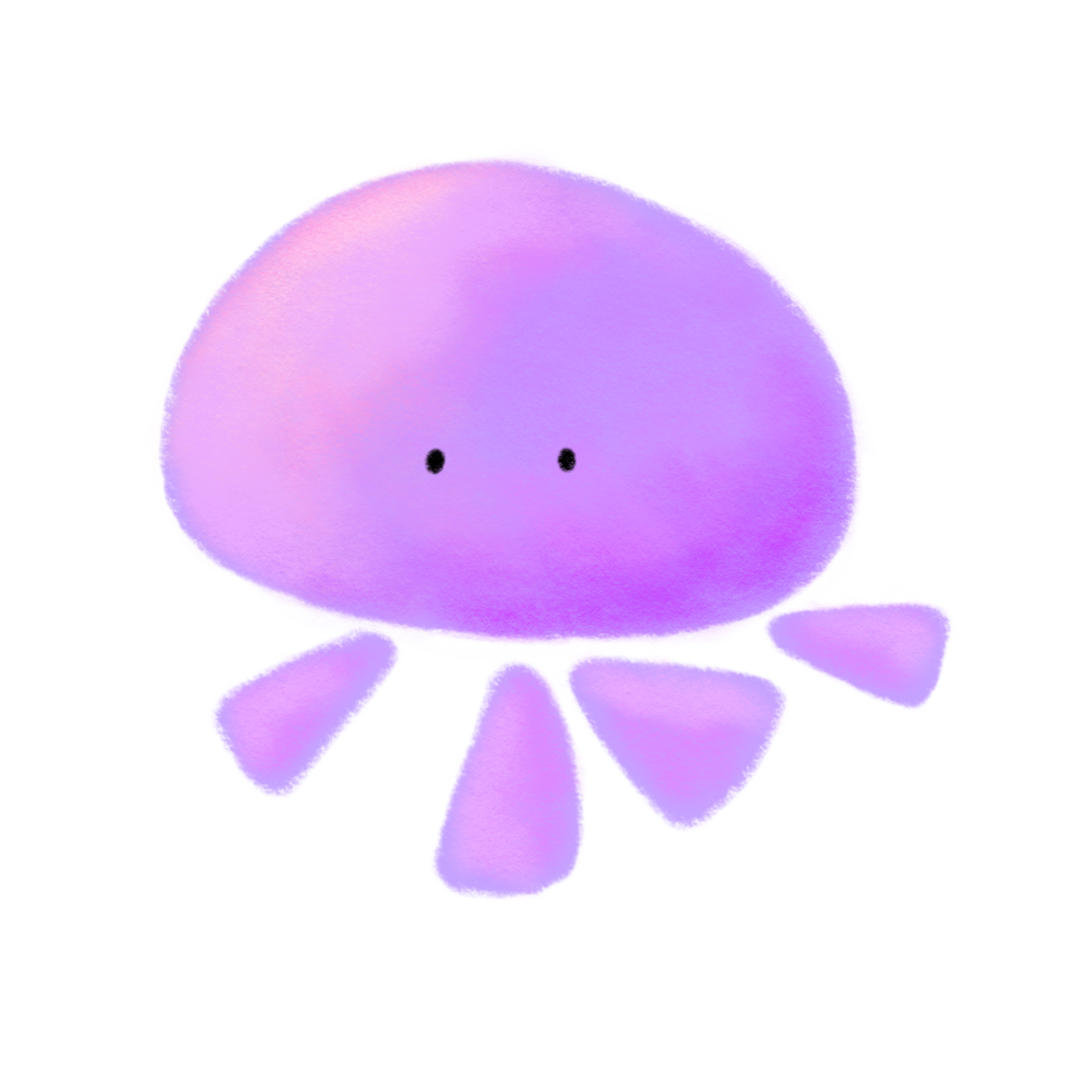 Cute purple cartoon octopus isolated illustration, crayon animal drawing png