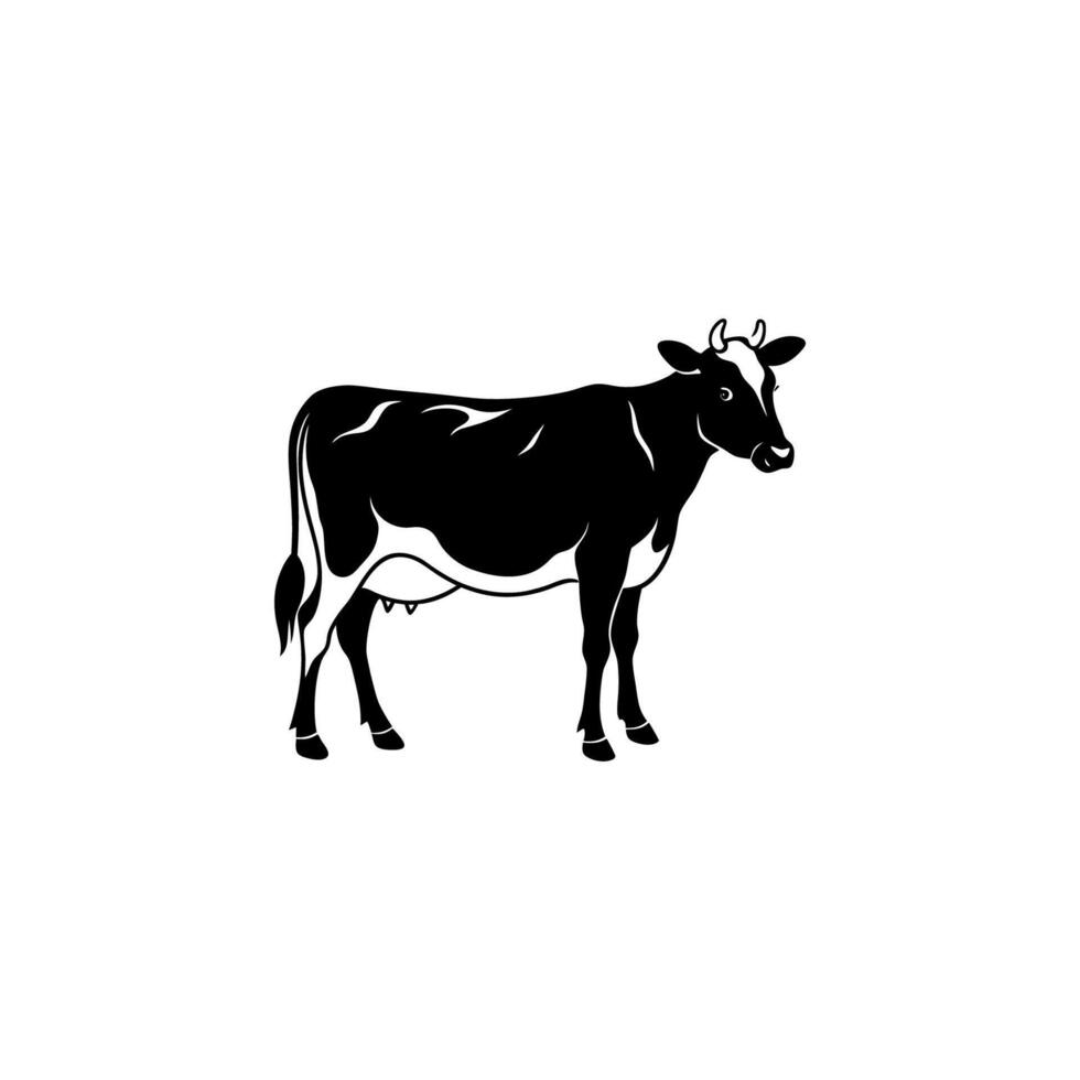 Jersey cow silhouette black and white vector