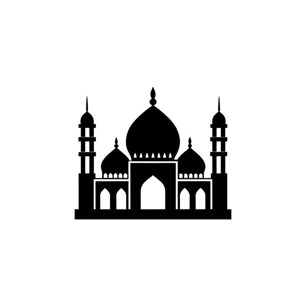 Three dome mosque silhouette vector