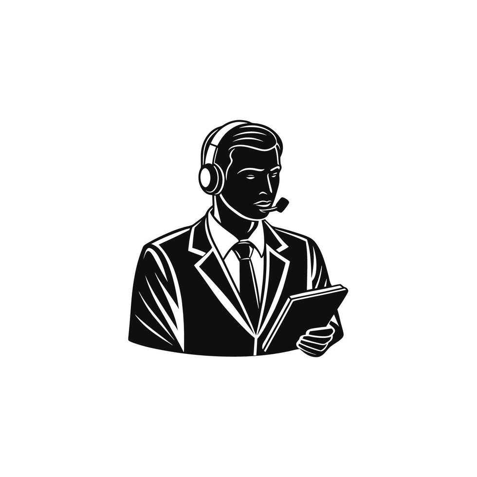 Manager checking daily routine silhouette vector