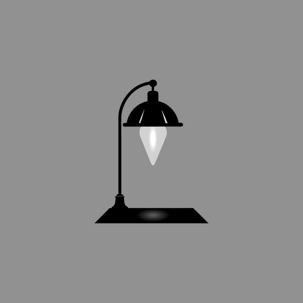 Table lamp silhouette on grey background vector
