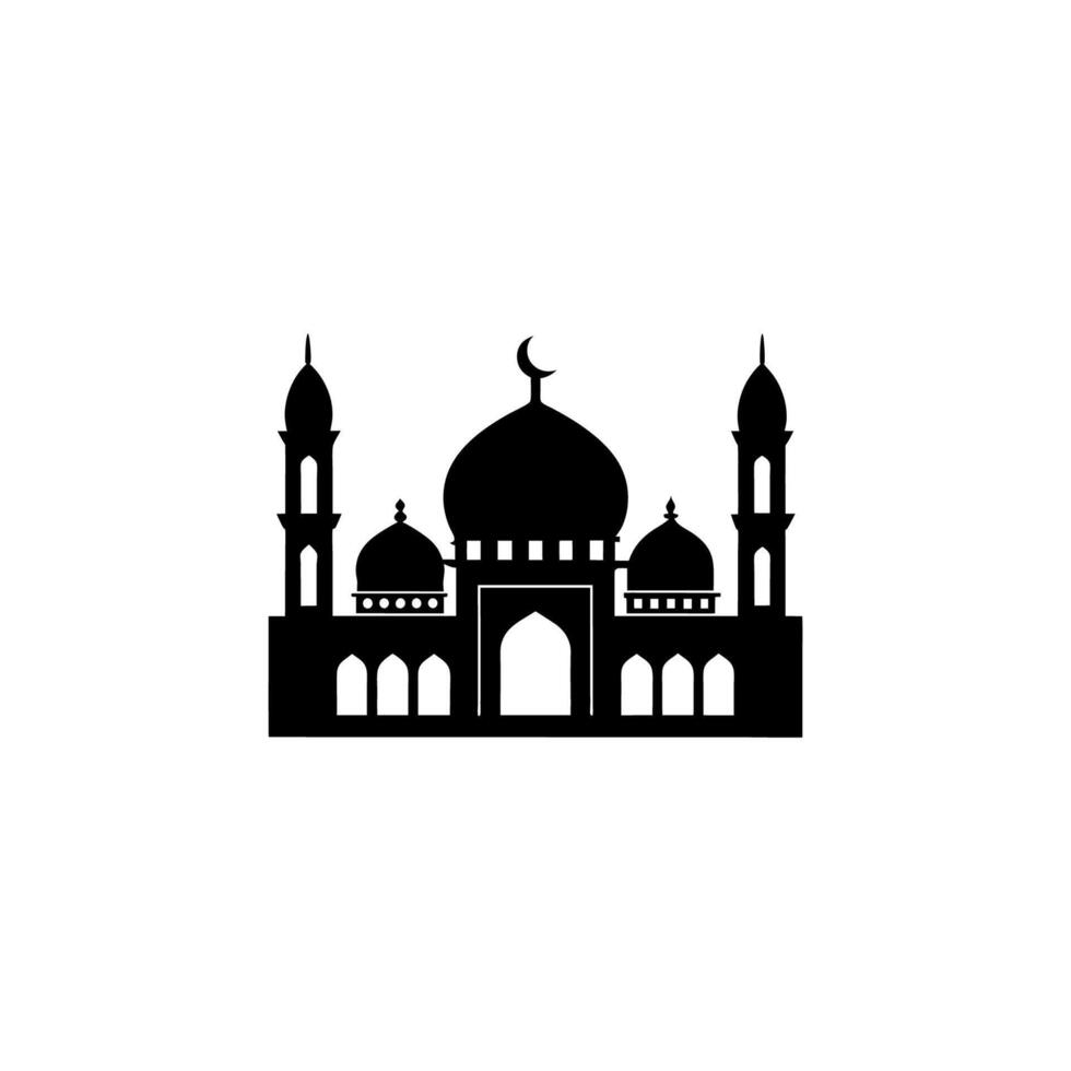 Mosque minaret silhouette vector