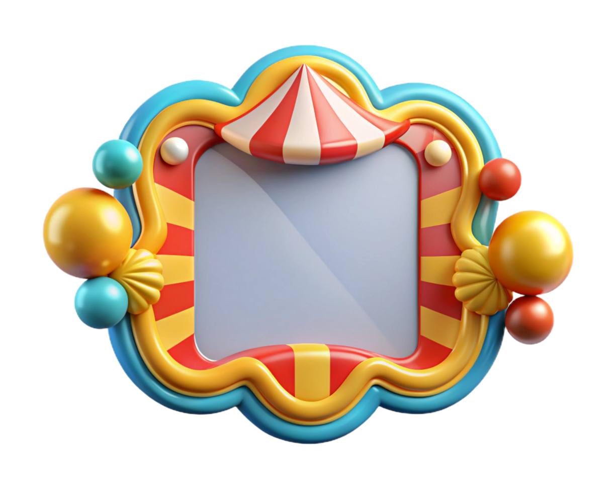 Whimsical blank frame with classic carnival touches png
