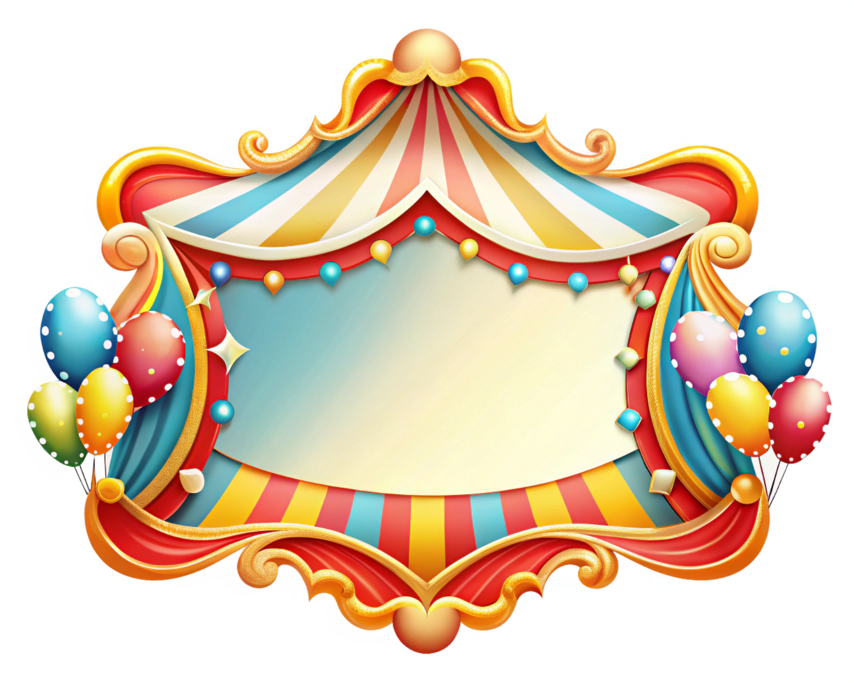 Blank frame with bold carnival-inspired decorations png