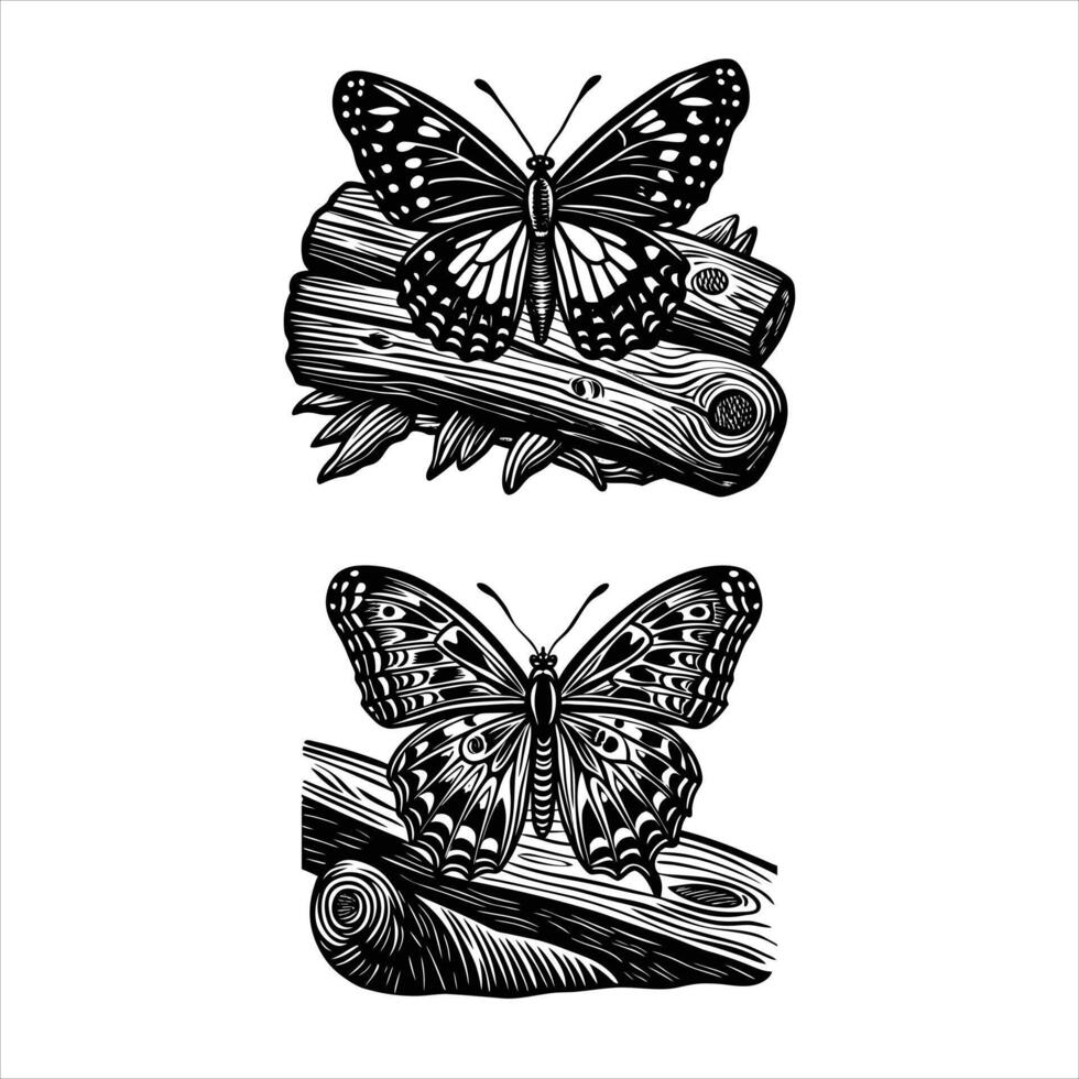 Detailed Shading Butterflies Vectors. vector