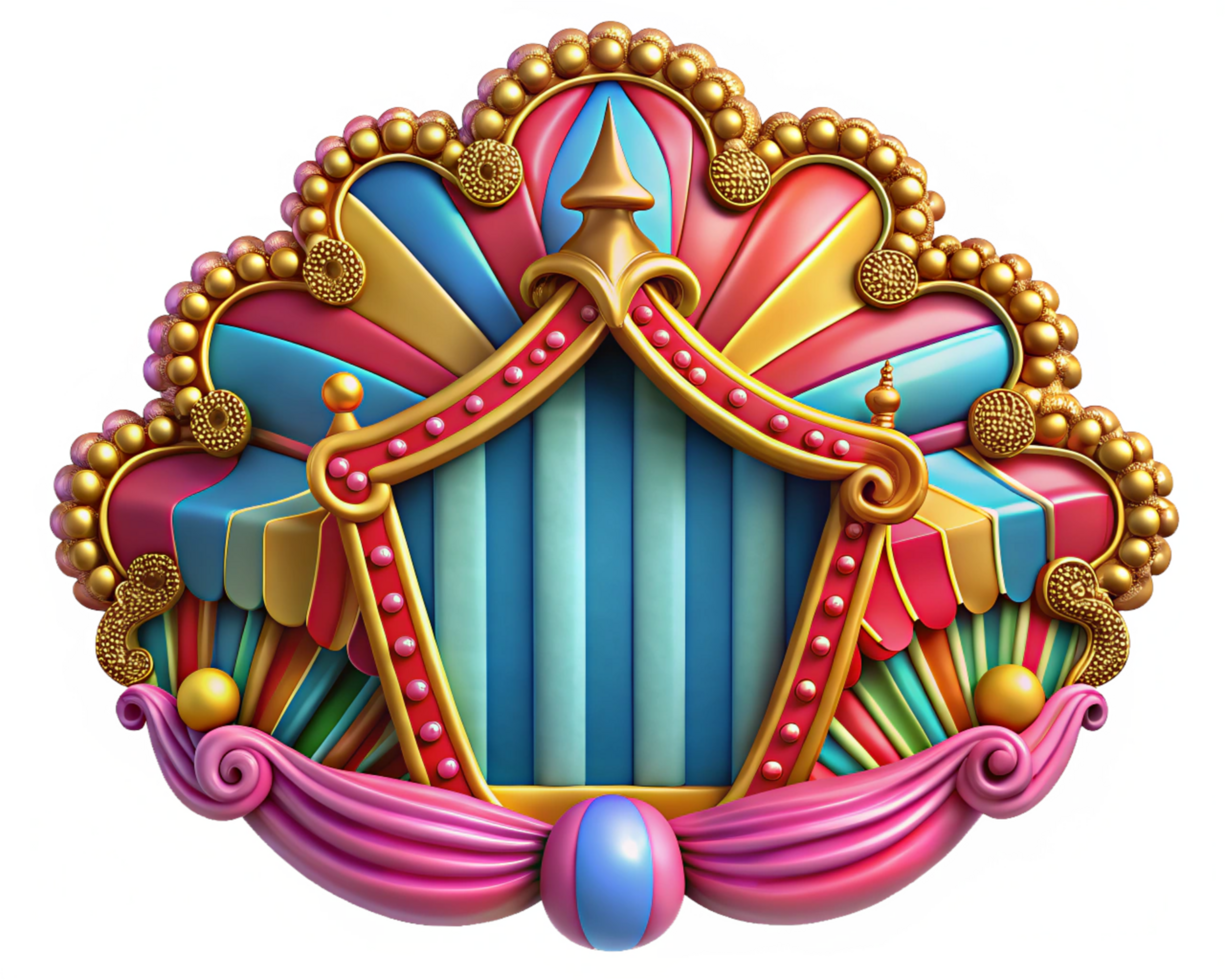 Blank frame adorned with fun and colorful carnival details png