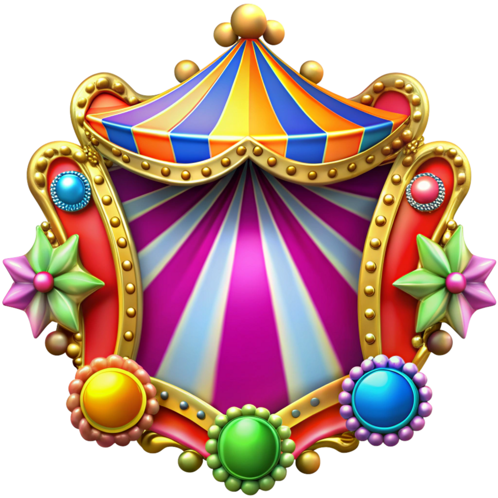 Whimsical blank frame with carnival-inspired decor png