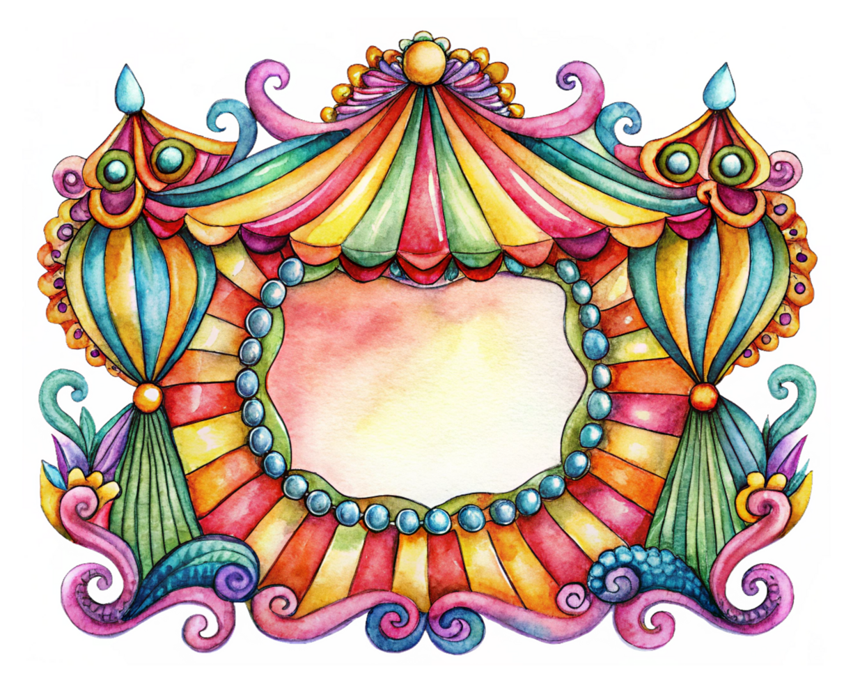 Playful blank frame with colorful carnival touches png