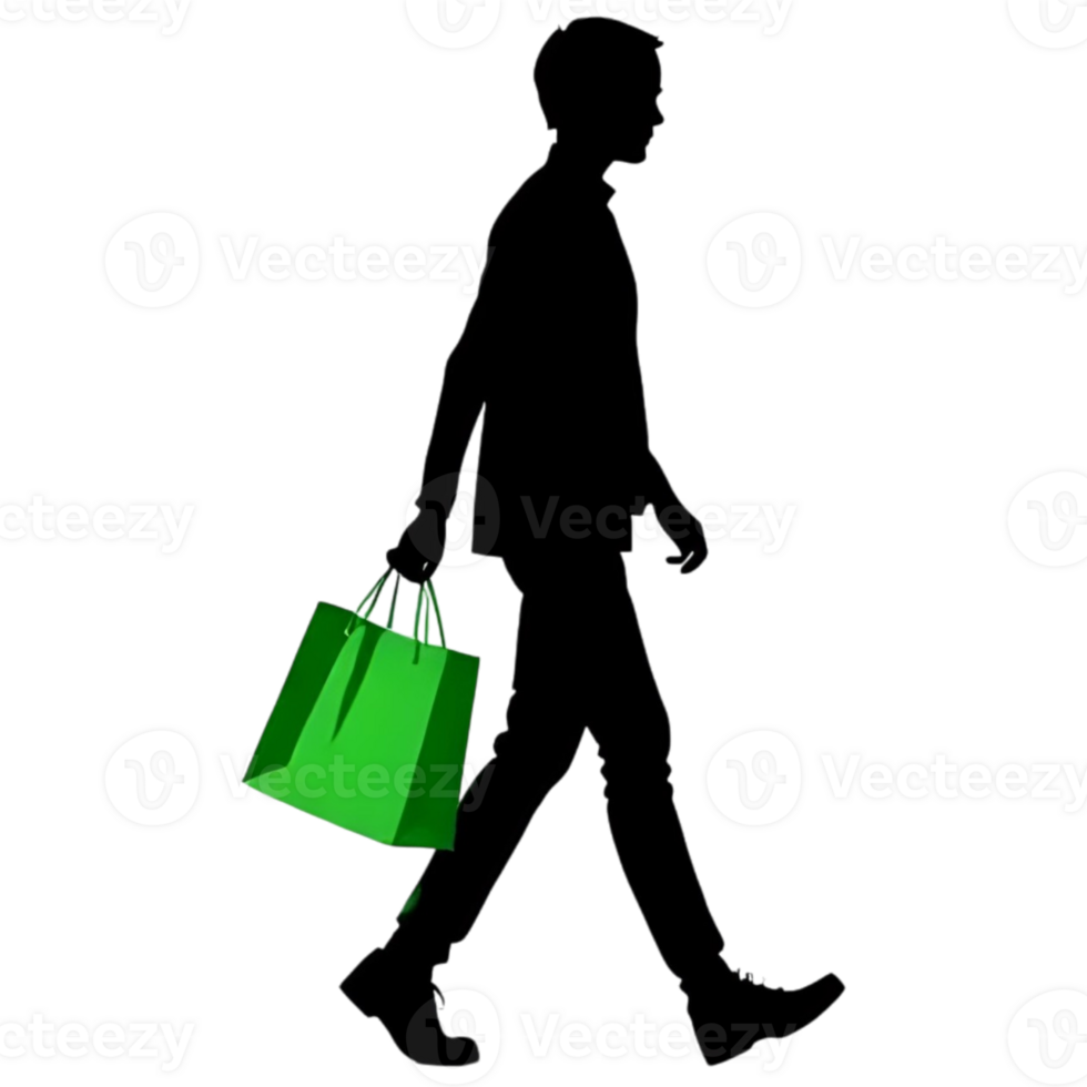 Silhouette of a man walking with a bag png