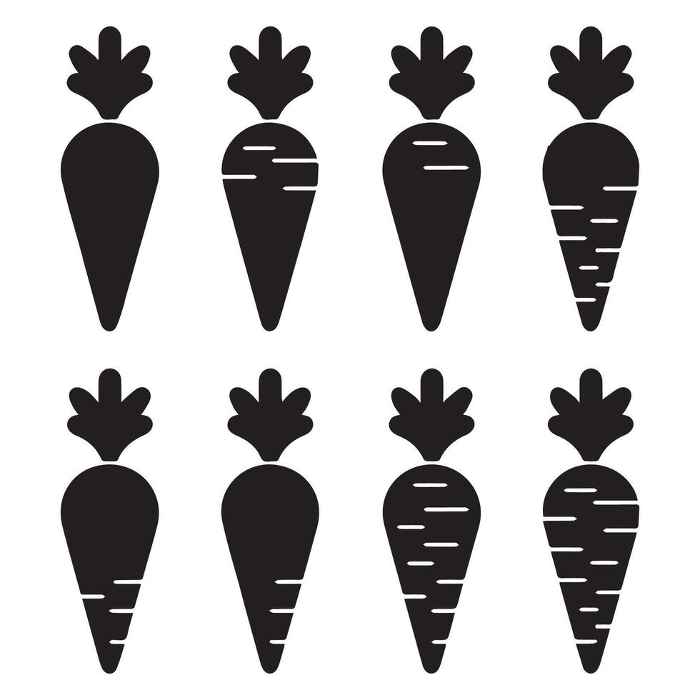 Premium Set of Black and White Carrot Icons vector
