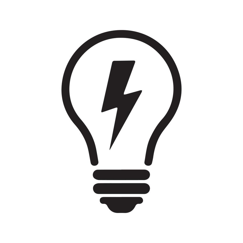 Black Line Drawing of an Idea Light Bulb icon. vector