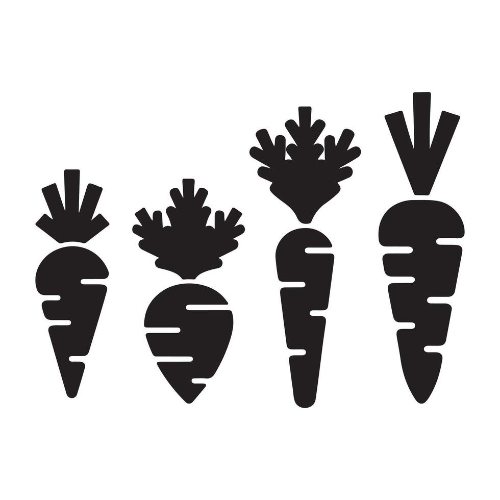 Set of Black Carrot Icons vector