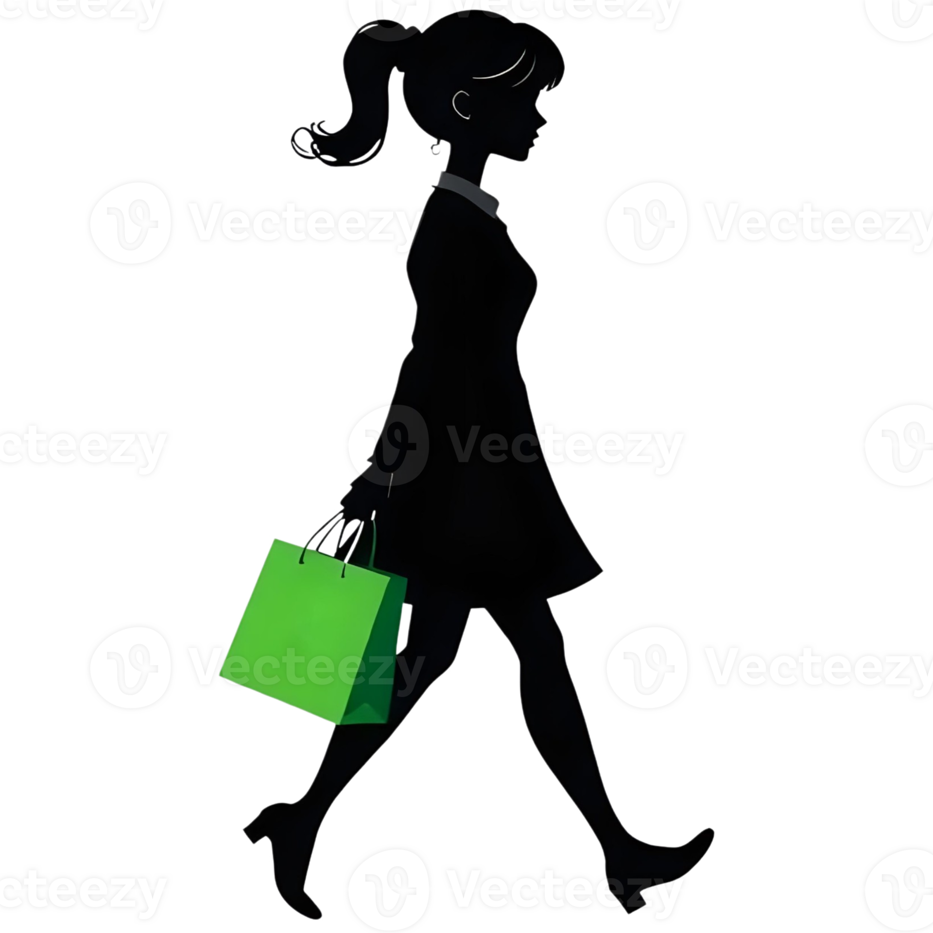 Silhouette of a girl walking with a bag cartoon 54855051 png