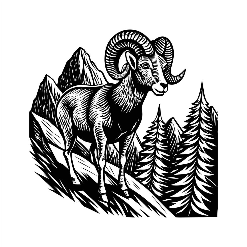 Bighorn Sheep Climbing Pictures, vector