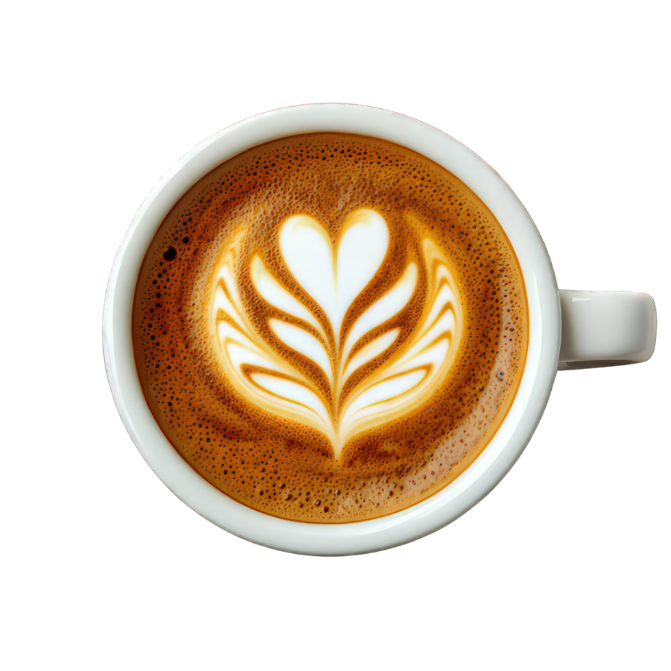 Coffee Cup Heart Design Foam Art Drink png