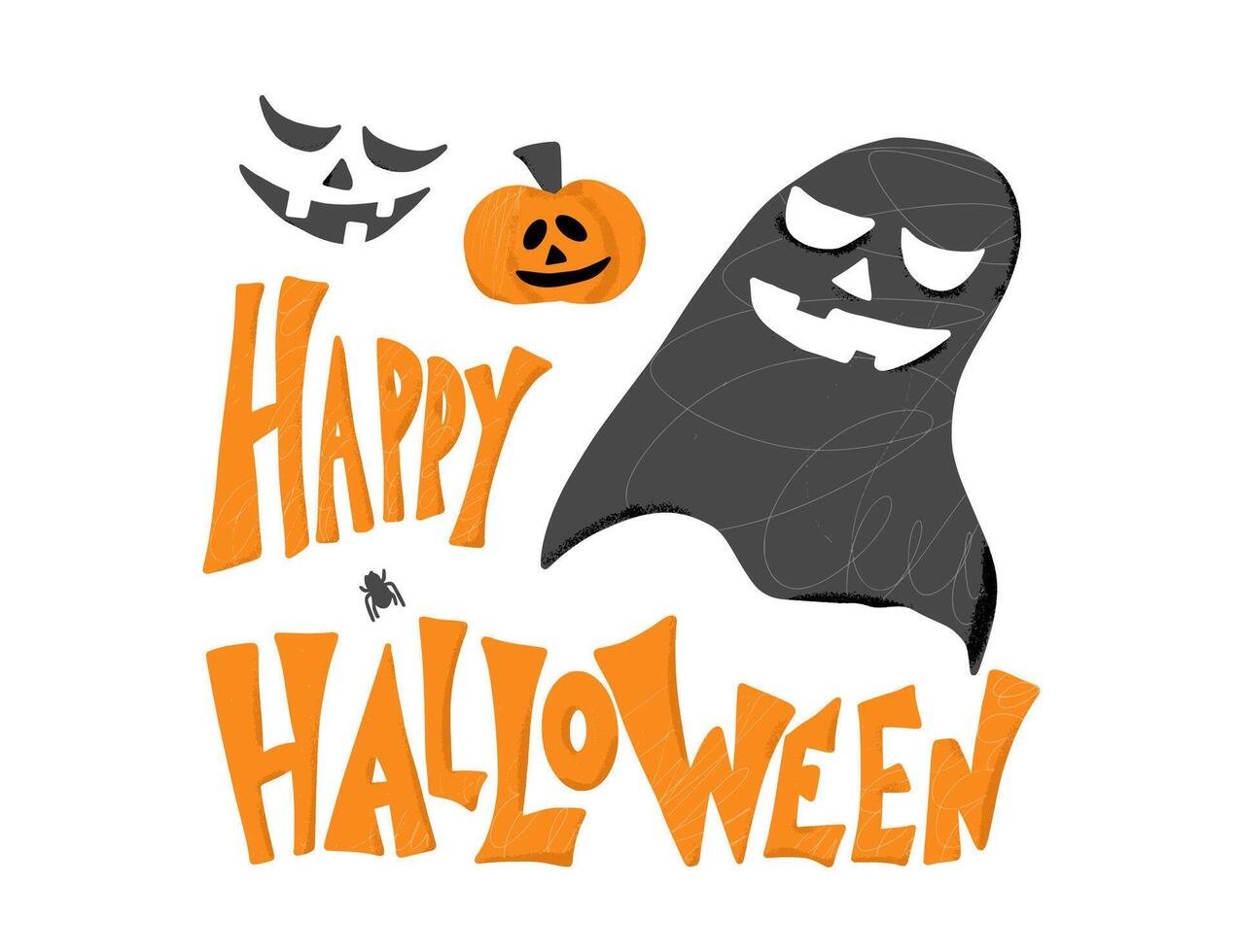 Happy halloween flat signs simple design. vector