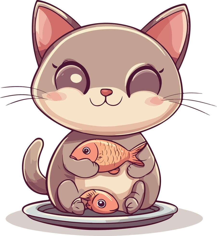Cute Cat Cartoon Icon Illustration Isolated for Design Projects vector