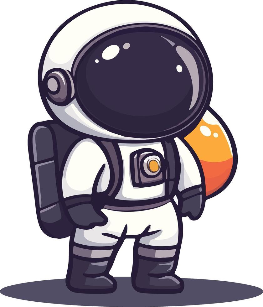 Cute astronaut holding a pacifier. Black white icon and logo illustration vector