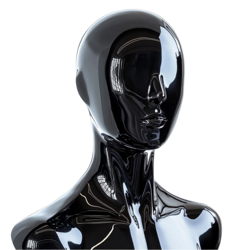 a black mannequin head on a transparent background png
