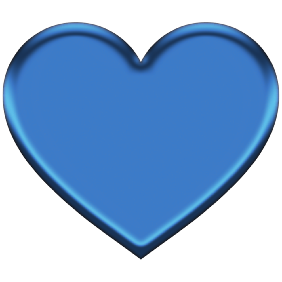Transparent Blue Heart in 3D Style free image png