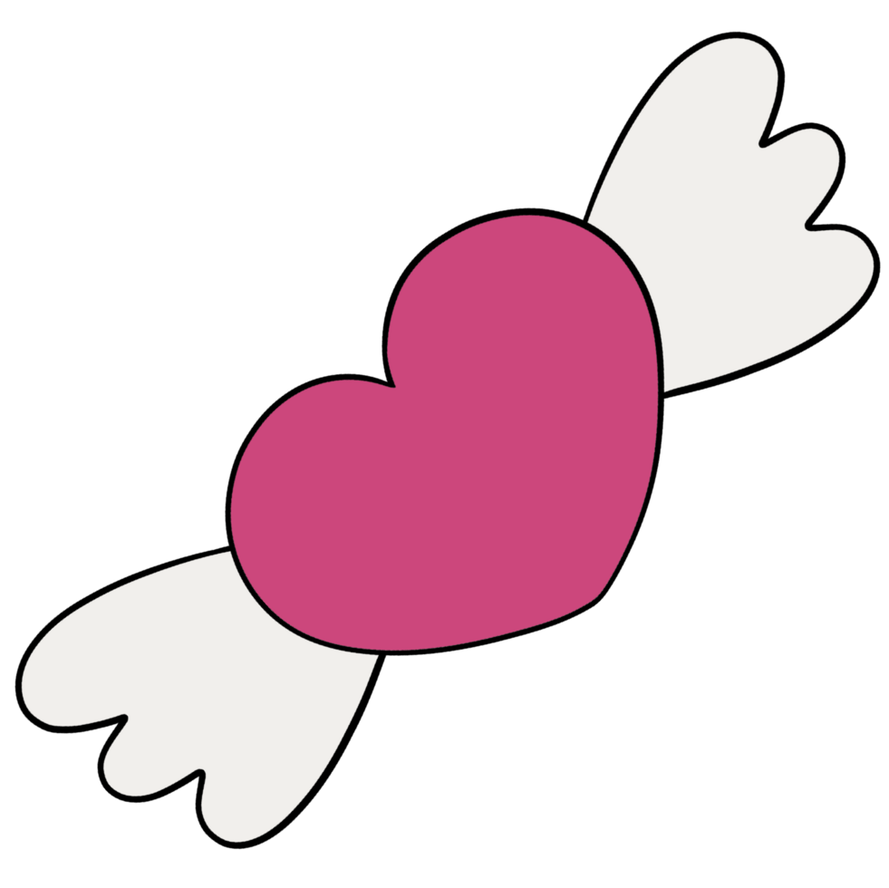 Valentine cute pink heart with wing for card and gift decoration png