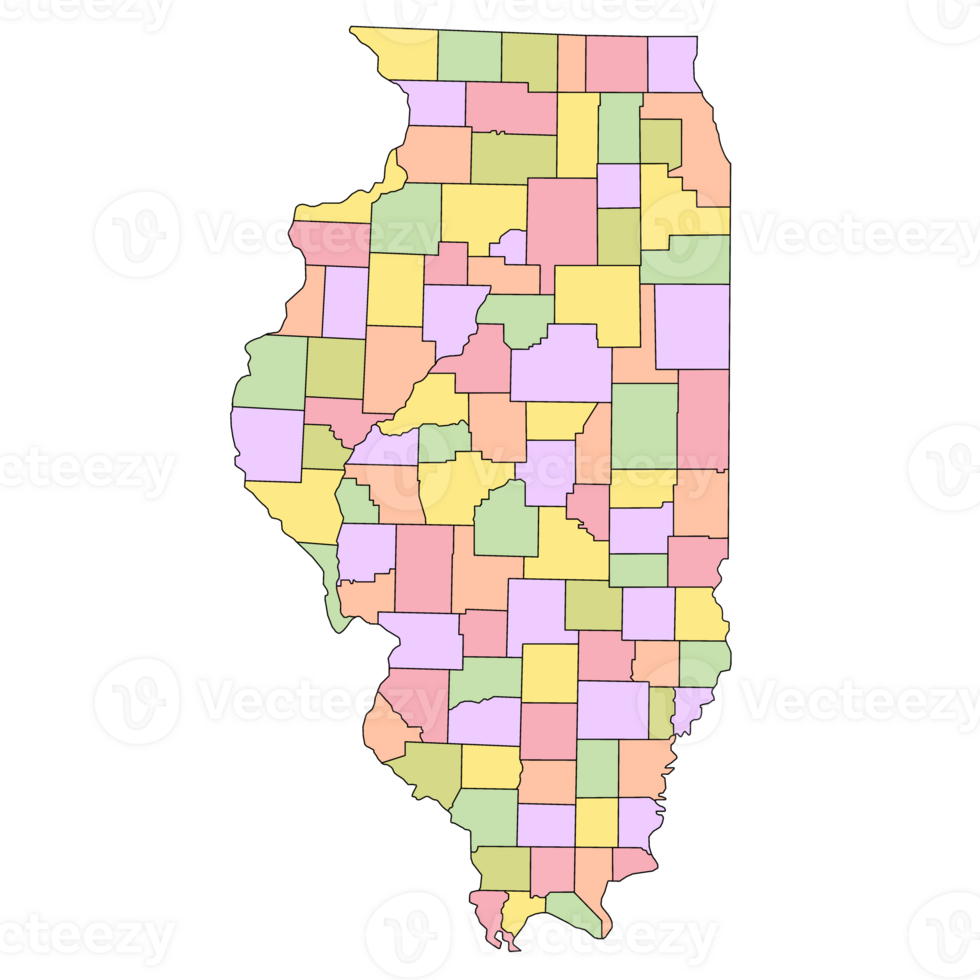 Illinois map with multiple colours png