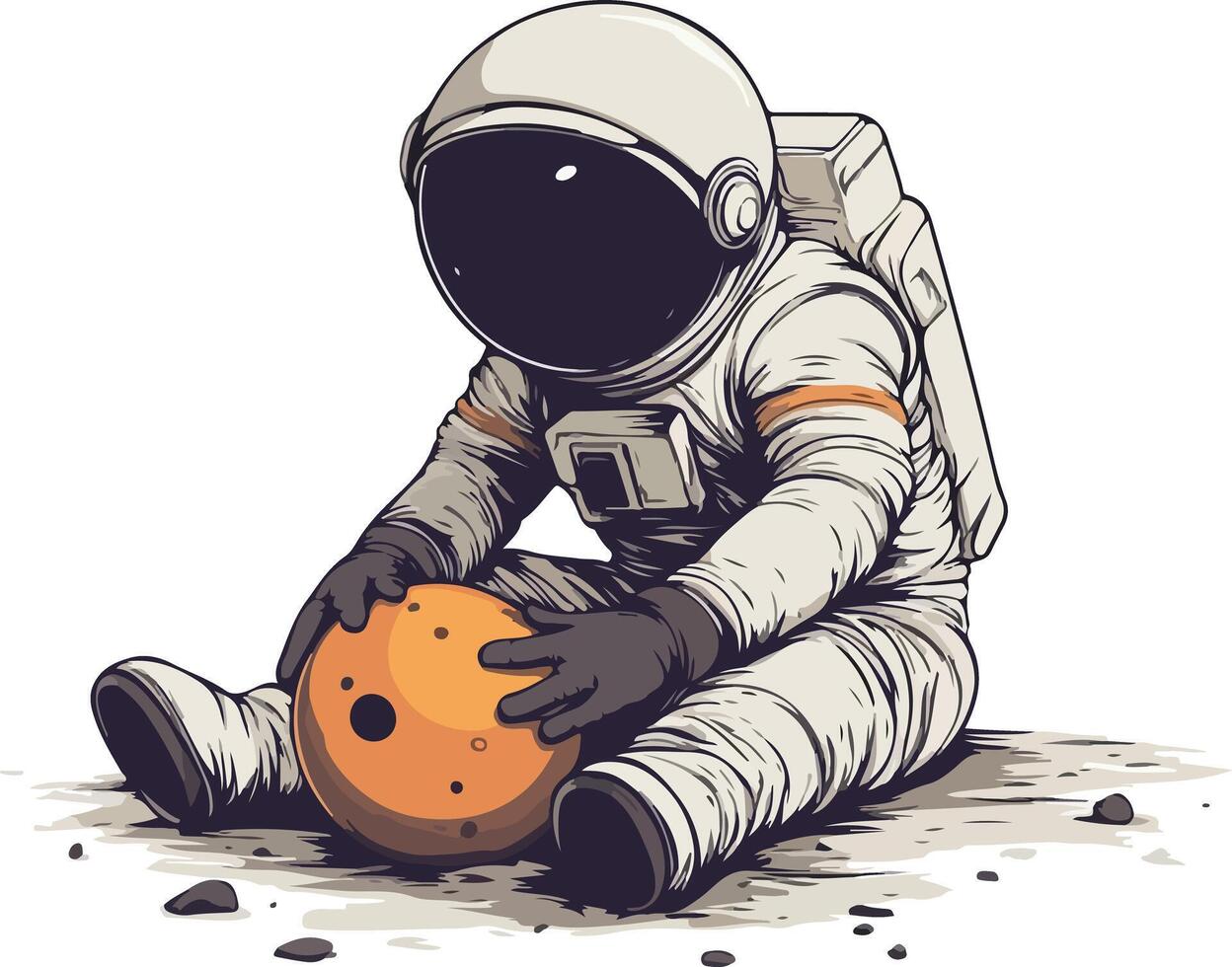 Illustration of Cute astronaut suit floating in space, on white background vector