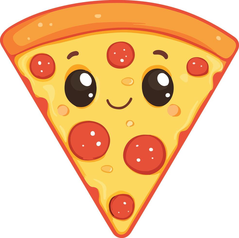 A cartoon pizza slice representing food or sharing on a white background vector