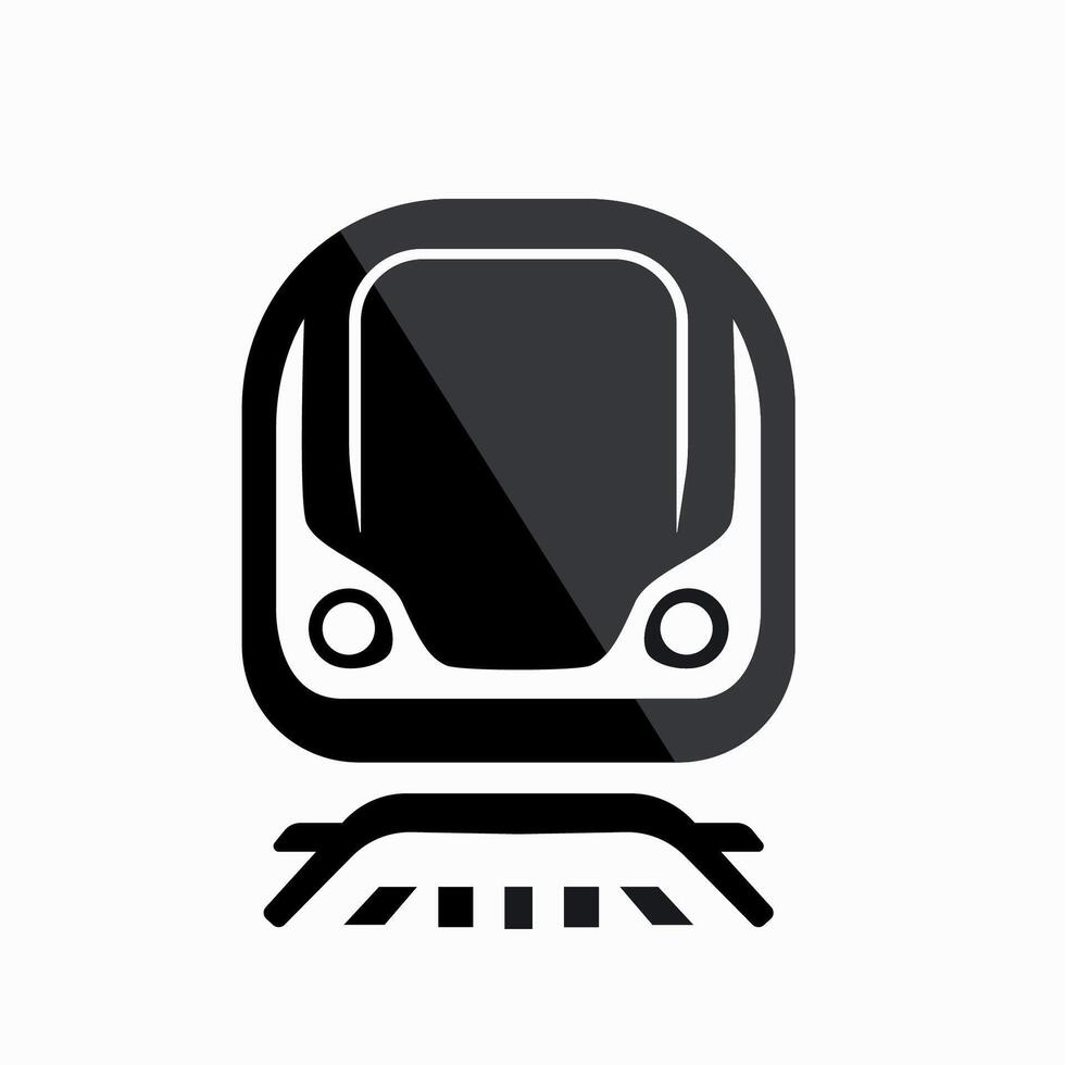 illustration of a modern train design with minimalist features on a rail track vector