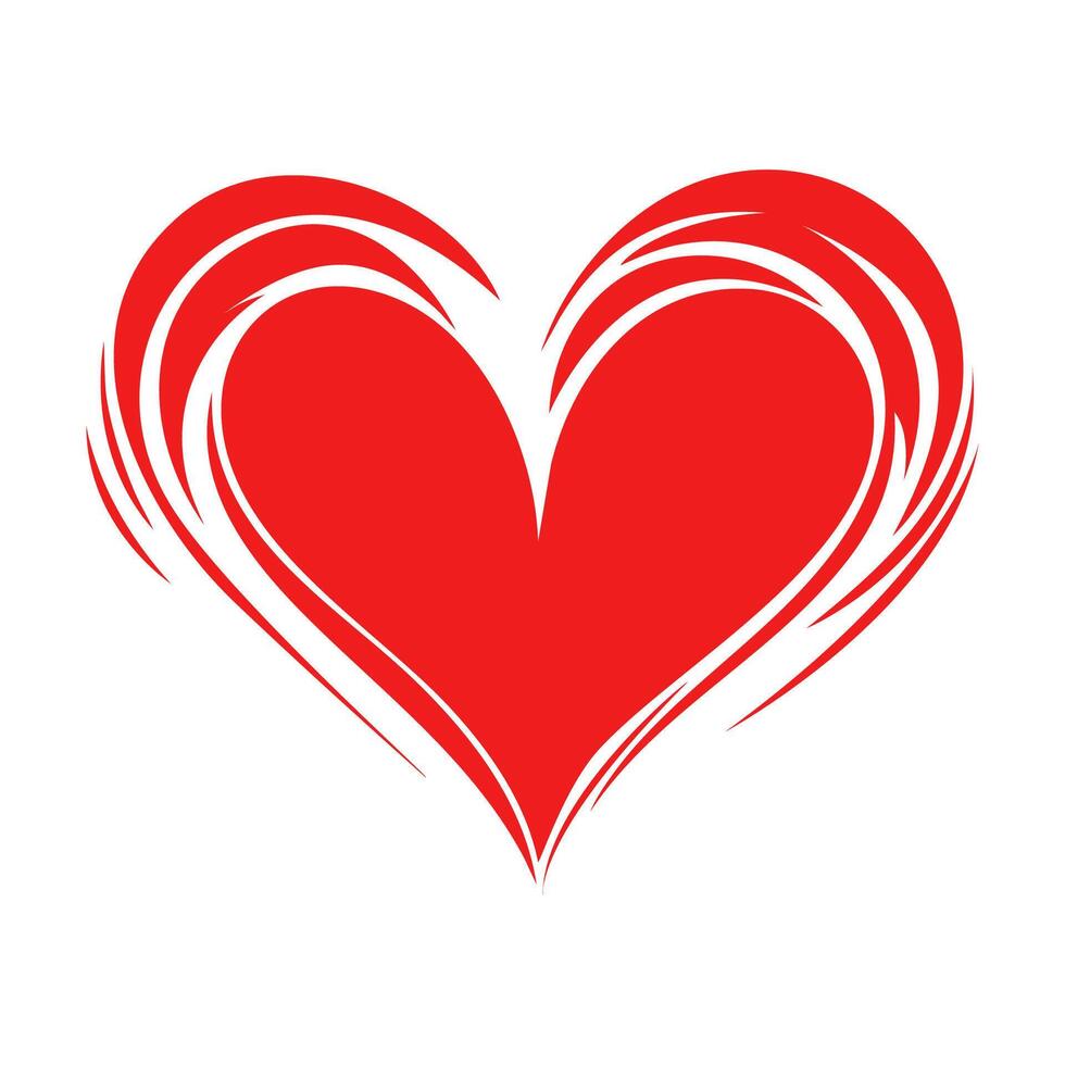 Heart shape design with stylized elements representing love and passion in a bold red color scheme vector