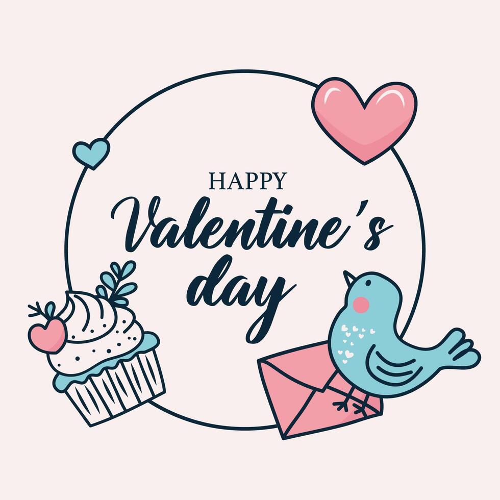 Cute Greeting Card Design for Valentine's Day vector