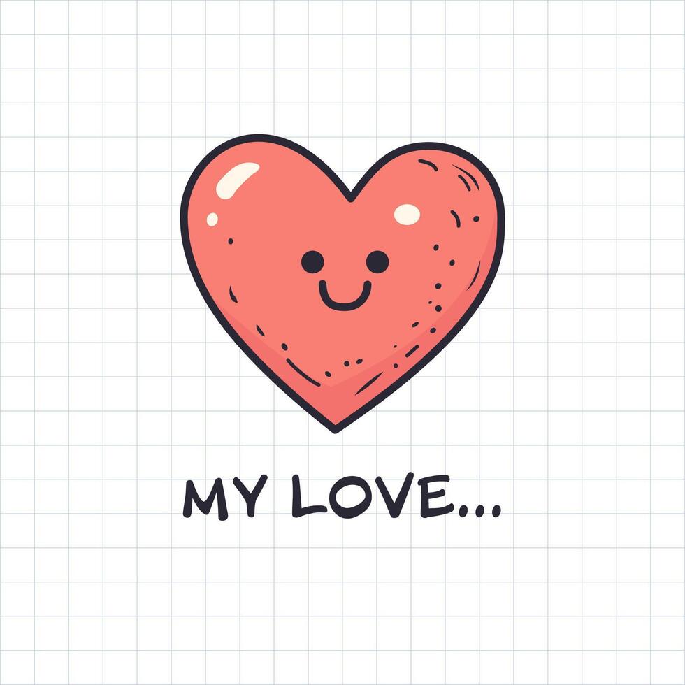 Cartoon heart expressing affection. Valentine's day card vector