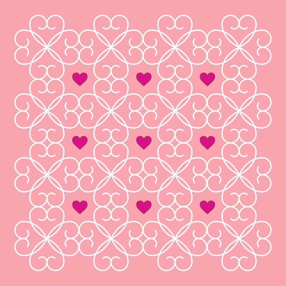 A pink background with heart pattern vector