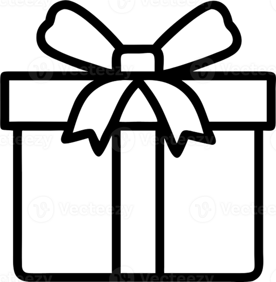 Gift box in outline icon style, business and finance theme. png