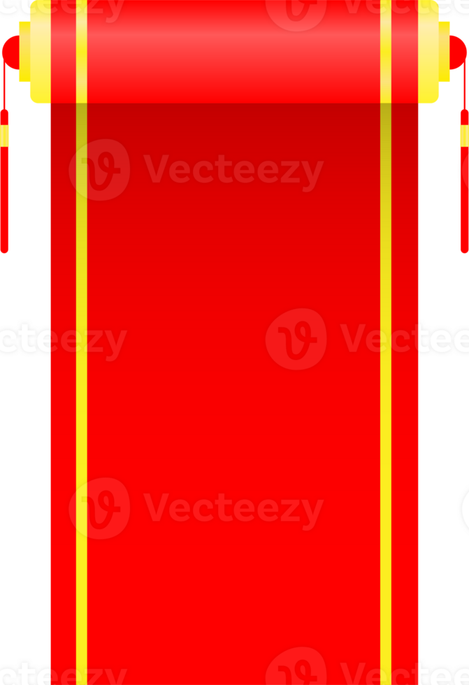 rectangle flag red sign golden border for Chinese New Year hanging copy space illustration design png