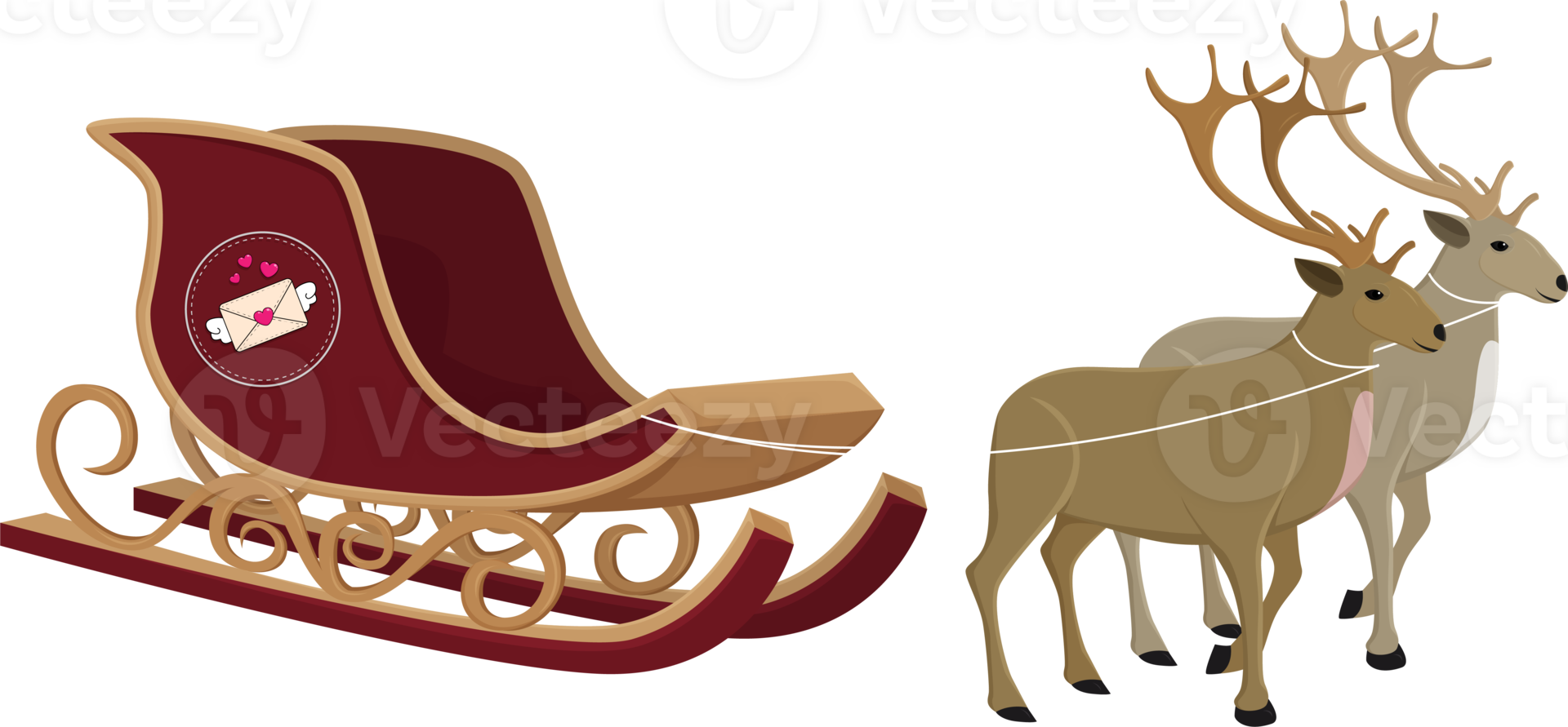 sled reindee illustration design png