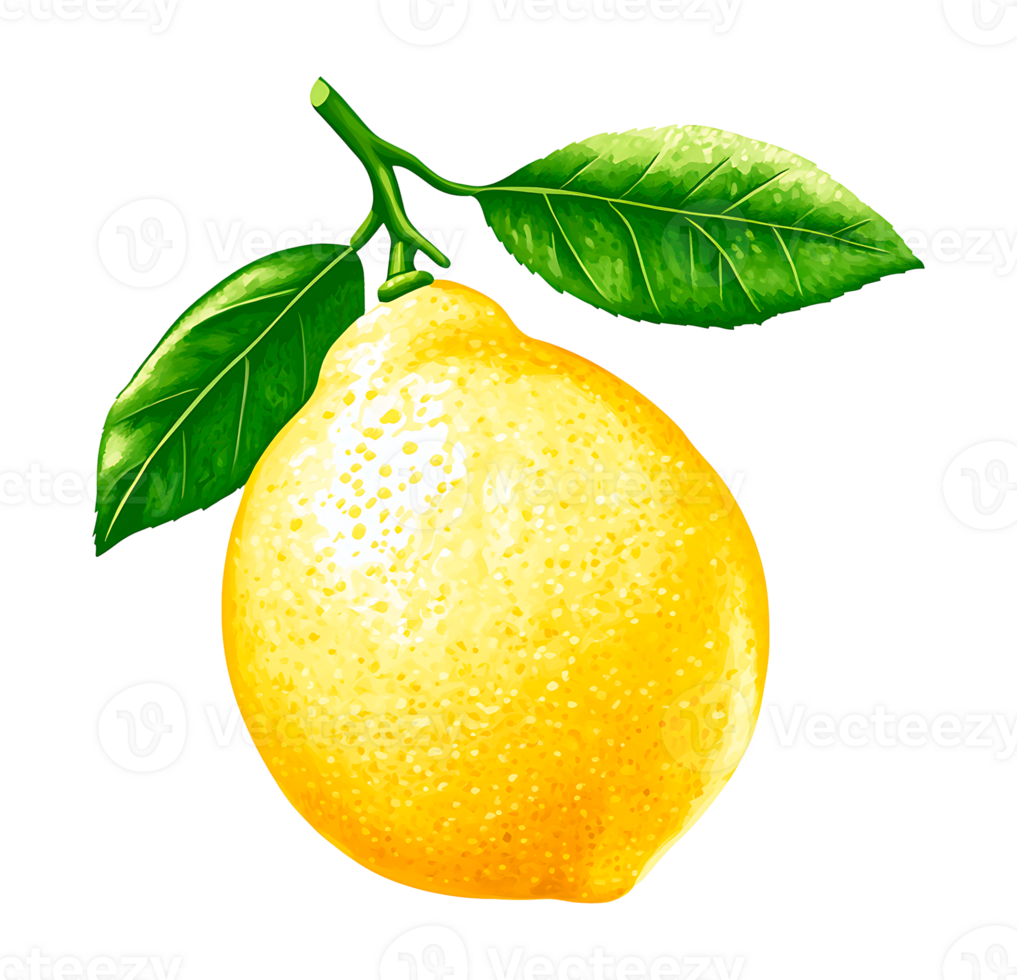 lemon with leaves on the top png