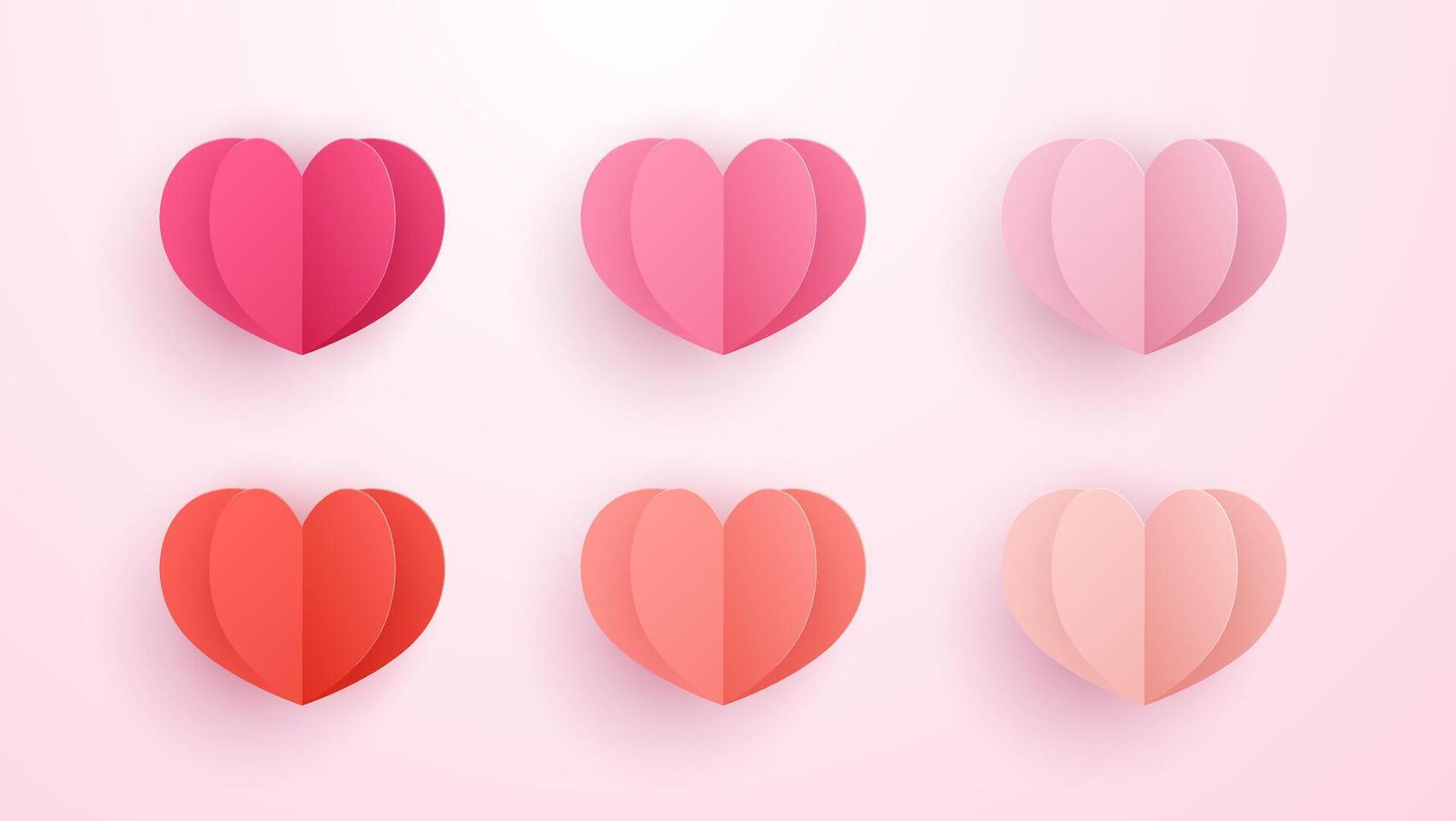 Set of heart shaped balloons in pink, red, and white, perfect for Valentine's or Mother's Day greeting card designs. vector