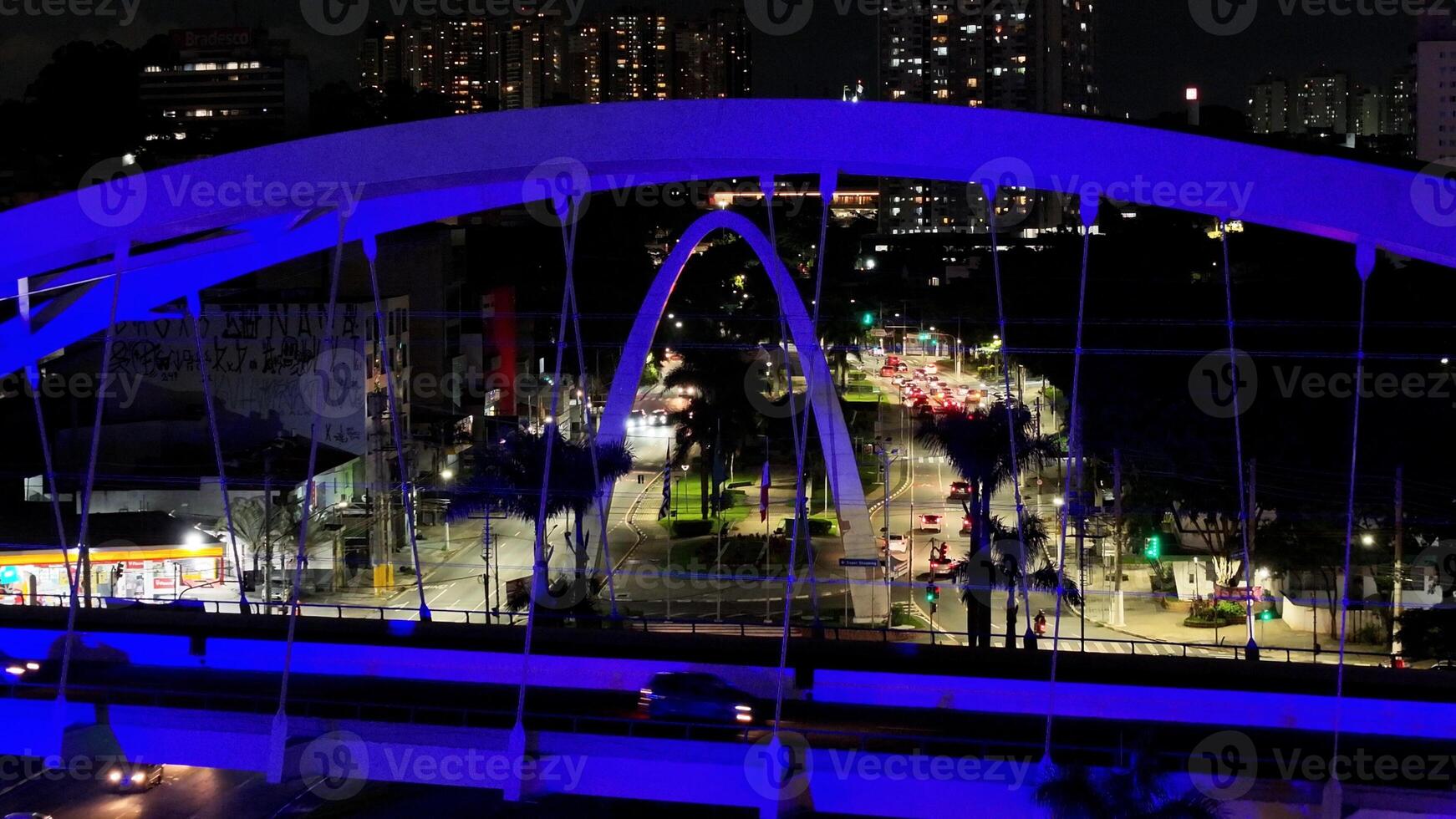 Landmark Suspension Bridge in Osasco Sao Paulo Brazil. photo