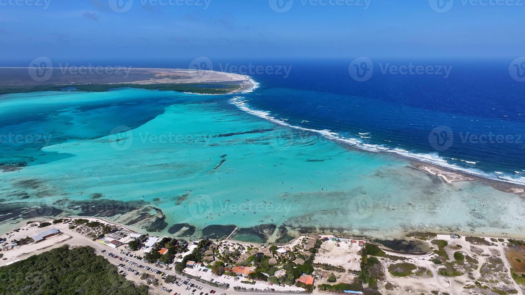 Stunning Sorobon Beach in Kralendijk Bonaire in Netherlands Antilles. Boats Water. photo